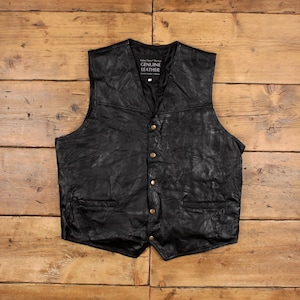 Chaleco de cuero vintage Navarre XL Chaleco negro