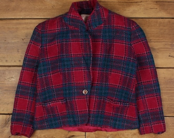 Vintage Pendleton Wolle Jacke L 90er Jahre Blazer USA Made Karo Rosa Damen Jacke