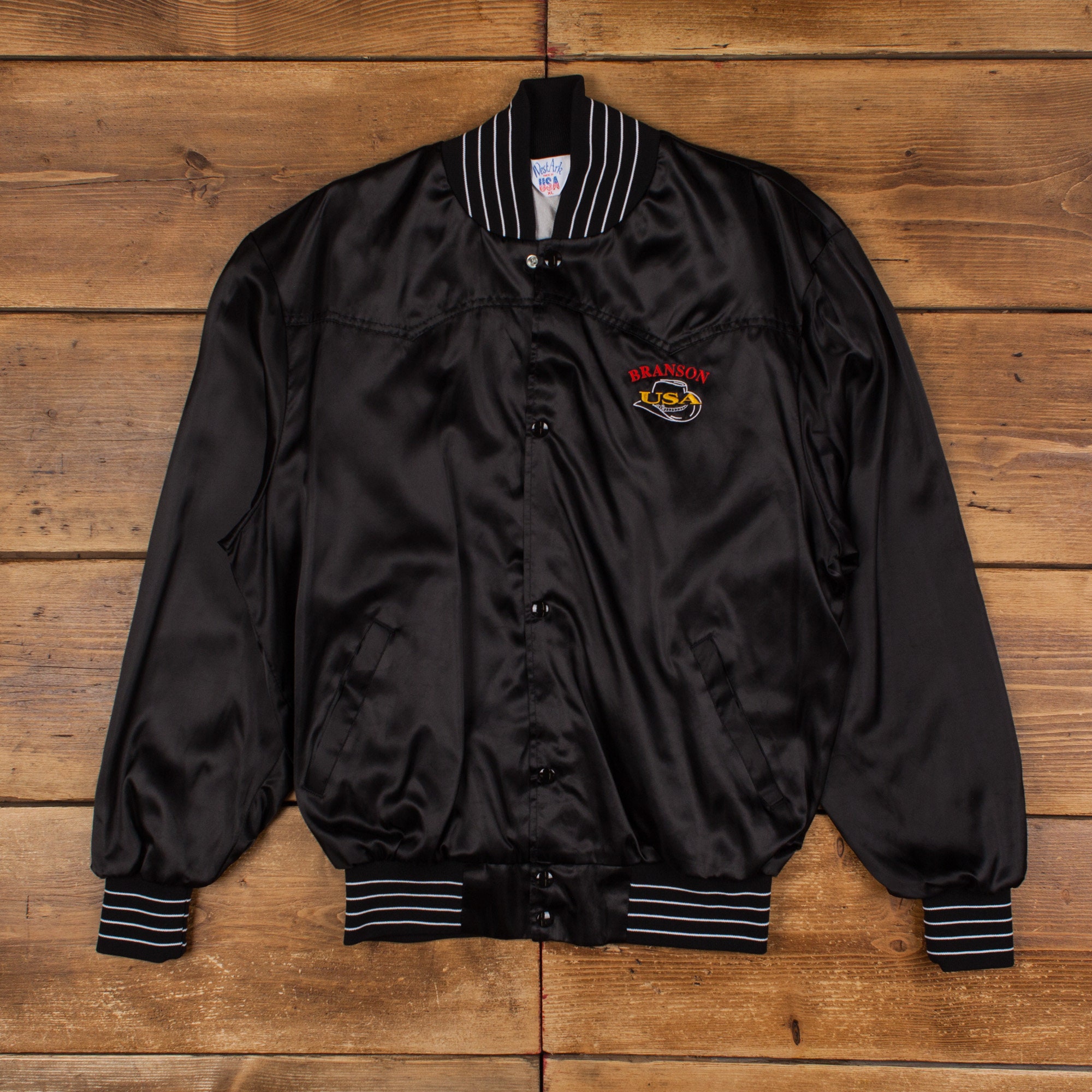 Vintage West Ark USA Varsity Jacket XL 90s Bomber Satin USA Vintage West Ark USA Varsity Jacket XL 90s Bomber Satin USA
