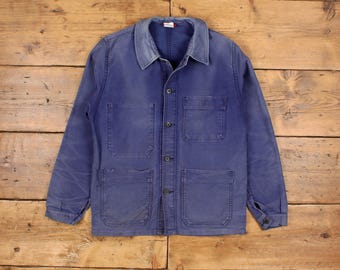 ジャケット・アウター 50s 60s Unknown French Work Jacket Vintage 1950s French Workwear Jacket - Faded Black Moleskin