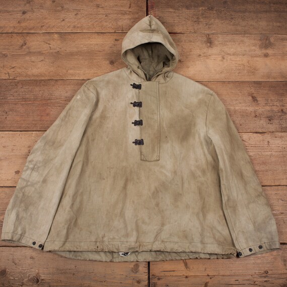 Mens Vintage 40s WW2 USN Green Foul Weather Smock