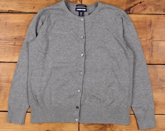 Cardigan Vintage Lands End En Laine 100% - Taille M, Fabriqué En Angleterre, Pompons