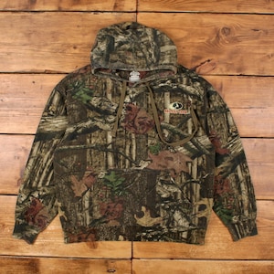 Felpa con cappuccio Mossy Oak taglia L da uomo, con logo mimetico, ideale per attività all'aperto e caccia, colore marrone. immagine 1