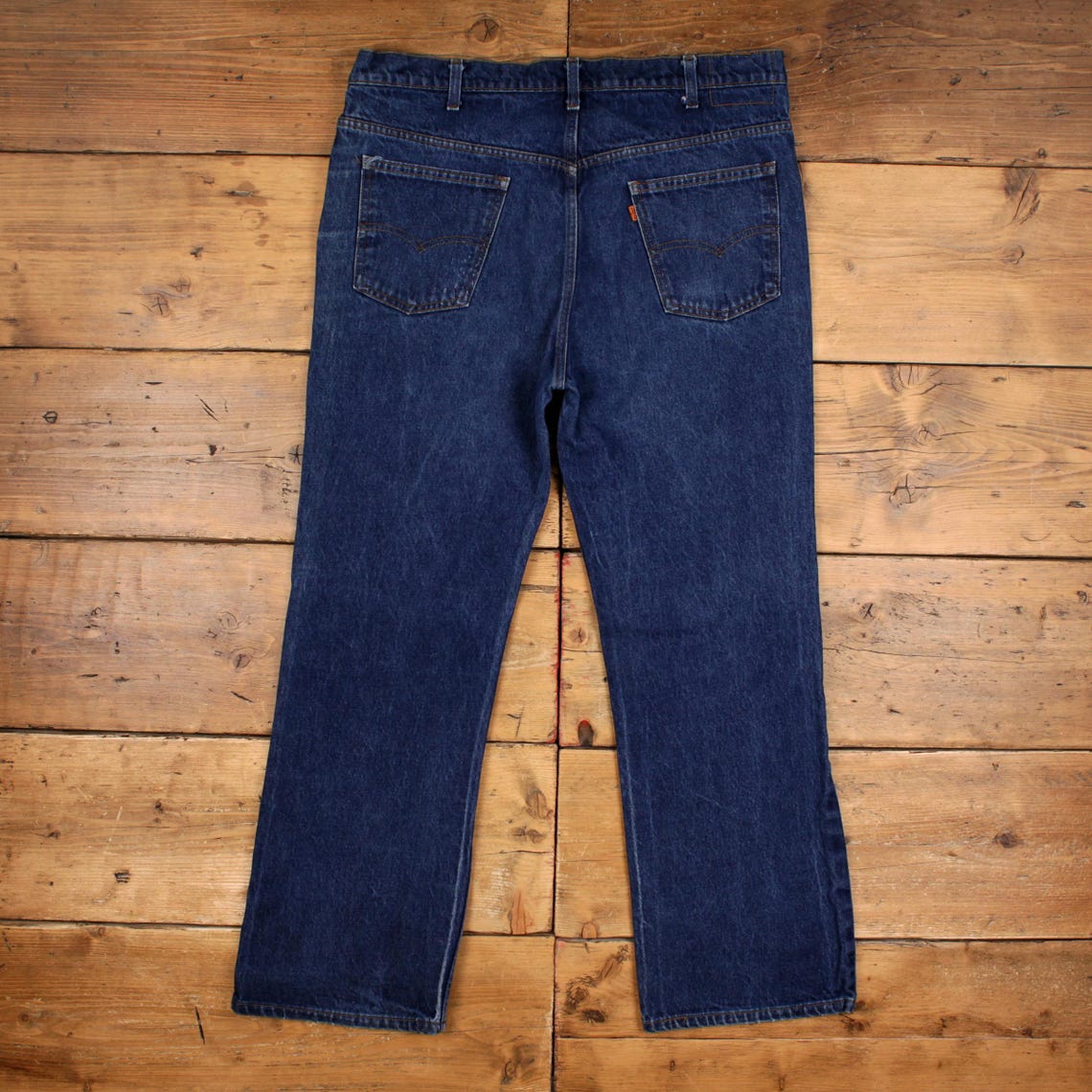 Levis Bootcut Jeans 38x31 Blue Zip Fly Mid Rise Orange Tab Western Denim, foto 2 di 5