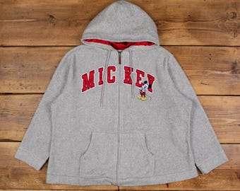 Chaqueta de exterior vintage de Disney, talla 2XL, con capucha de Mickey Mouse, color gris para mujer