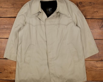 Vintage London Fog Mac Jacket XL 80s Lined Western Beige
