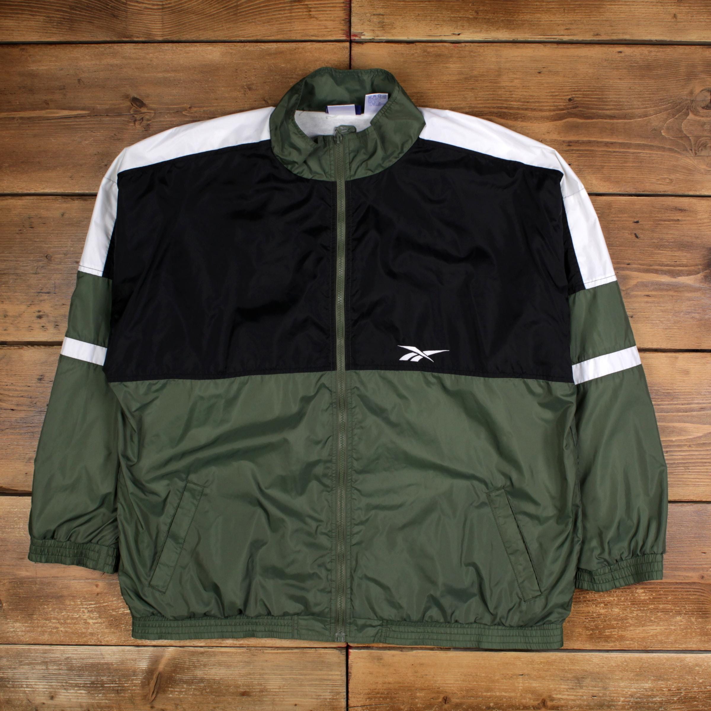 Reebok Windbreaker Track Jacket XL Mens 00s Green Full Zip Outdoor
