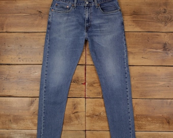 Jeans Levi's 512 33x32 Blu Slim Tapered Effetto Stonewash Sbiadito Etichetta Rossa Denim