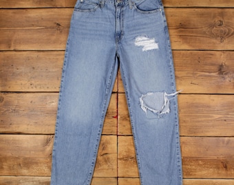 Levis '94 Baggy Jeans 30x31 Womens Blue Faded Light Stonewash Ripped Denim
