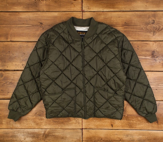 Vintage Trust Military Jacket 3XL Quilted Bomber Satin Green Zip Etsy Israel