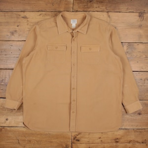 Vintage L.L.Bean Chamois Shirt Button 3XL Mens Long Sleeve Beige Solid