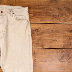 Vintage Wrangler Straight Jeans 38x34 90s Beige Zip Fly Mid Rise Denim Bild 7