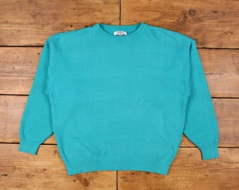 Vintage Dockers Jumper Sweater XL Cable Roundneck Blue