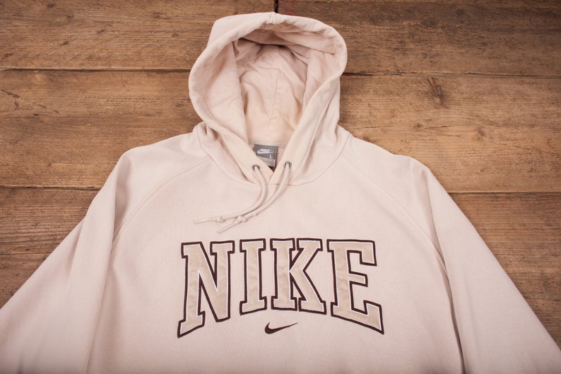 Mens vintage Nike 00s Centre Swoosh Beige Hoodie Sweatshirt L | Etsy