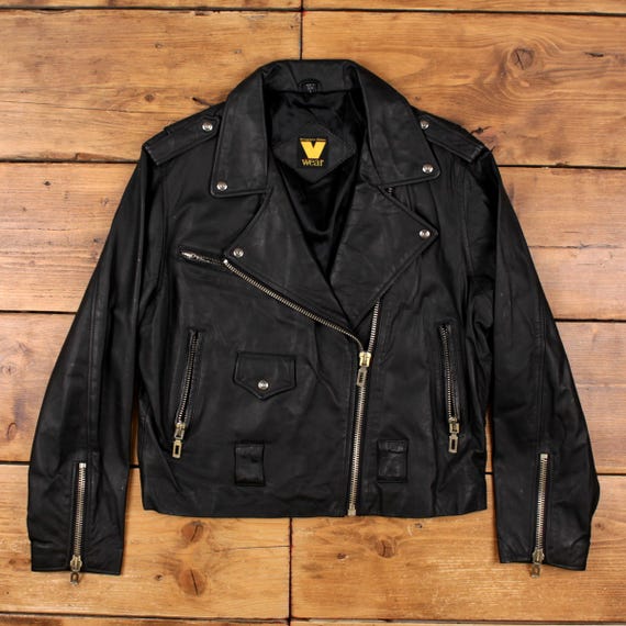 Vintage Virginia Slims Leather Jacket L Womens 90s Black