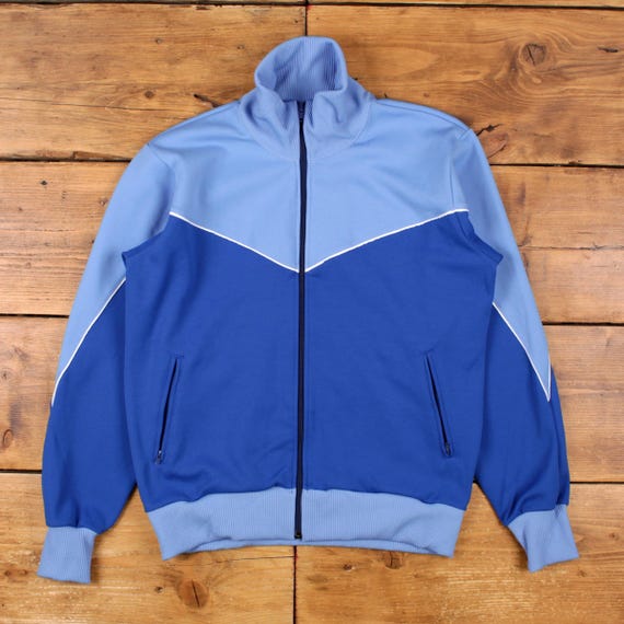 Vintage Jelenk Track Jacket M Mens 80s Blue Polyester Athletic