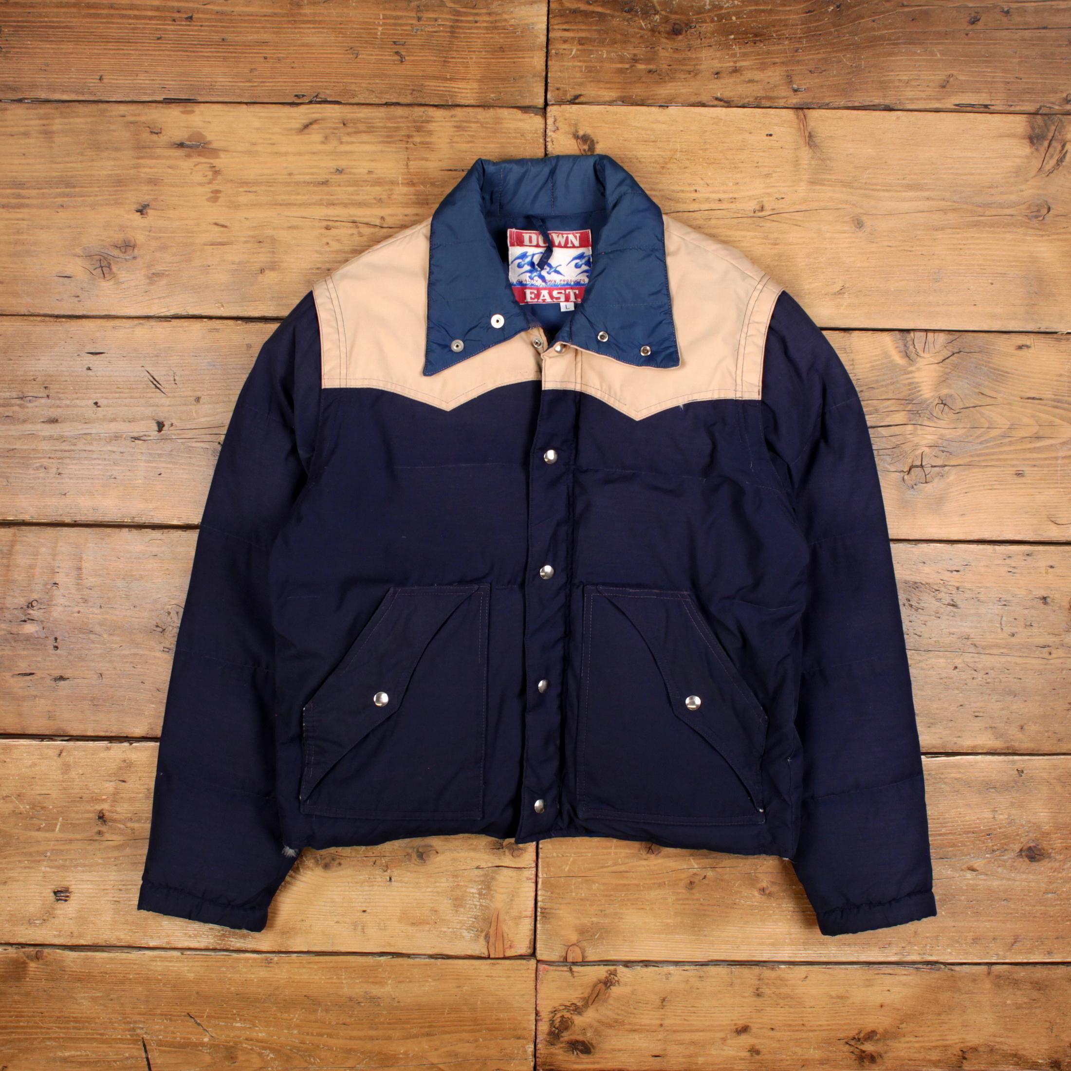 Vintage Down East Padded Jacket L 70s Western Puffer Talon Zip 