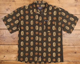 Vintage Beverly Hills Polo Club Casual Shirt Button L 90s All Over Print Mens
