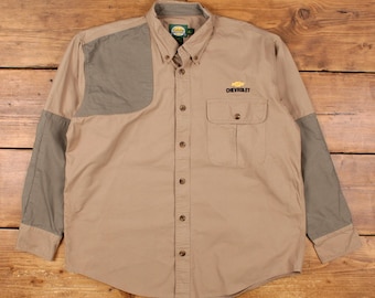 Vintage Cabelas Hunting Shirt L Mens Button Outdoor Khaki Brown