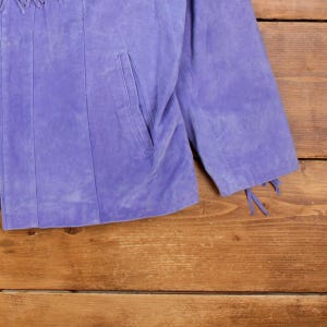Vintage The Quacker Factory Leather Jacket 2XL Western Suede Fringed Purple image 8