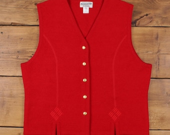 Vintage Pendleton Cardigan XL Vest Womens V-Neck Wool Red