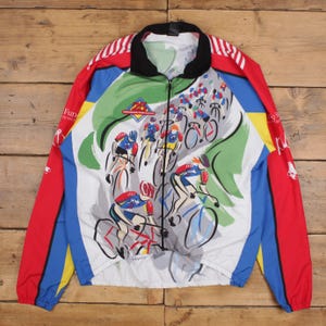 Vintage Descente Windbreaker Jacket XL Cycling Bike Race Multicoloured