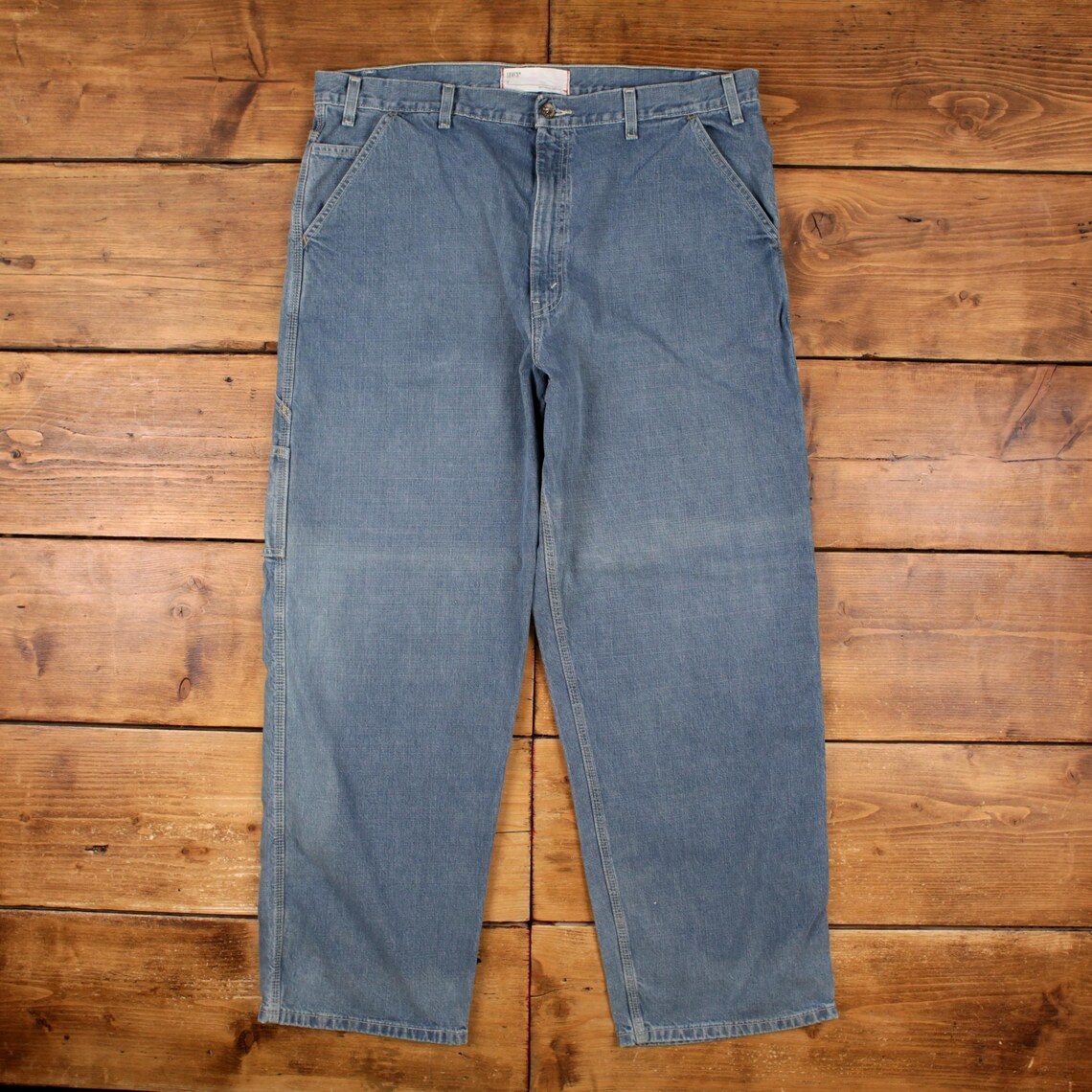 Vintage Levis Carpenter Jeans 40x32 90s Blue Faded Medium Stonewash Wide Denim, foto 1 di 5