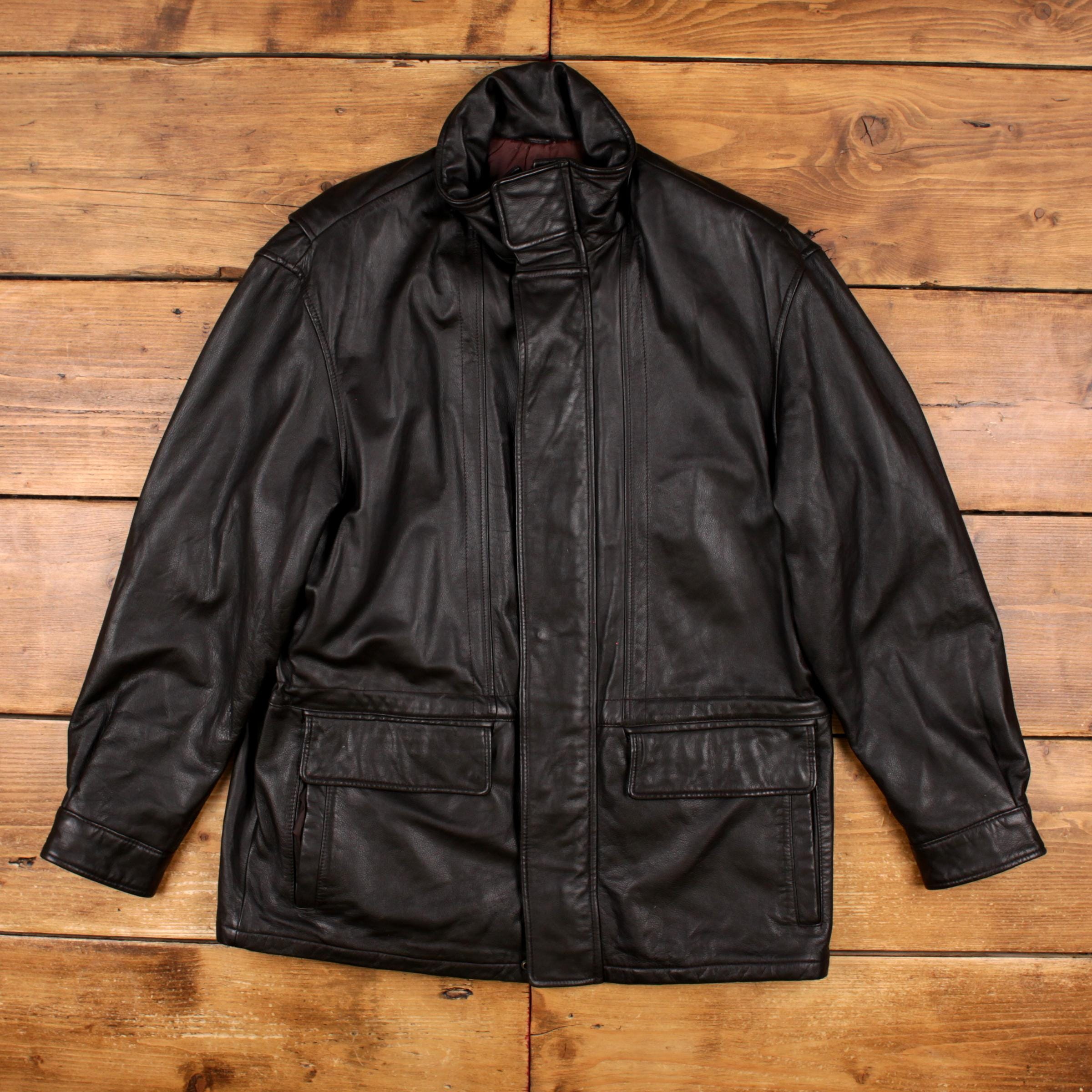 London Fog Leather Bomber Jacket - Etsy