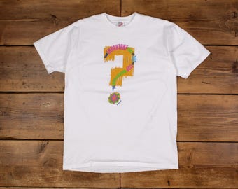 Vintage Jerzees Graphic T Shirt Medium 90s USA Made White Tee