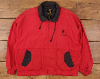 Vintage Browning Windbreaker Jacket XL Red