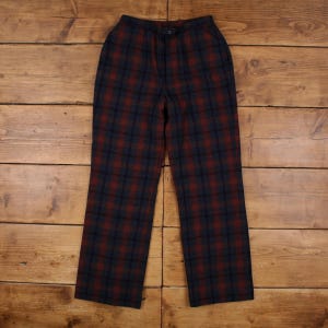 Vintage Pendleton Wool Trousers Pants 28x32 Womens 70s Red USA Made Plaid Tartan