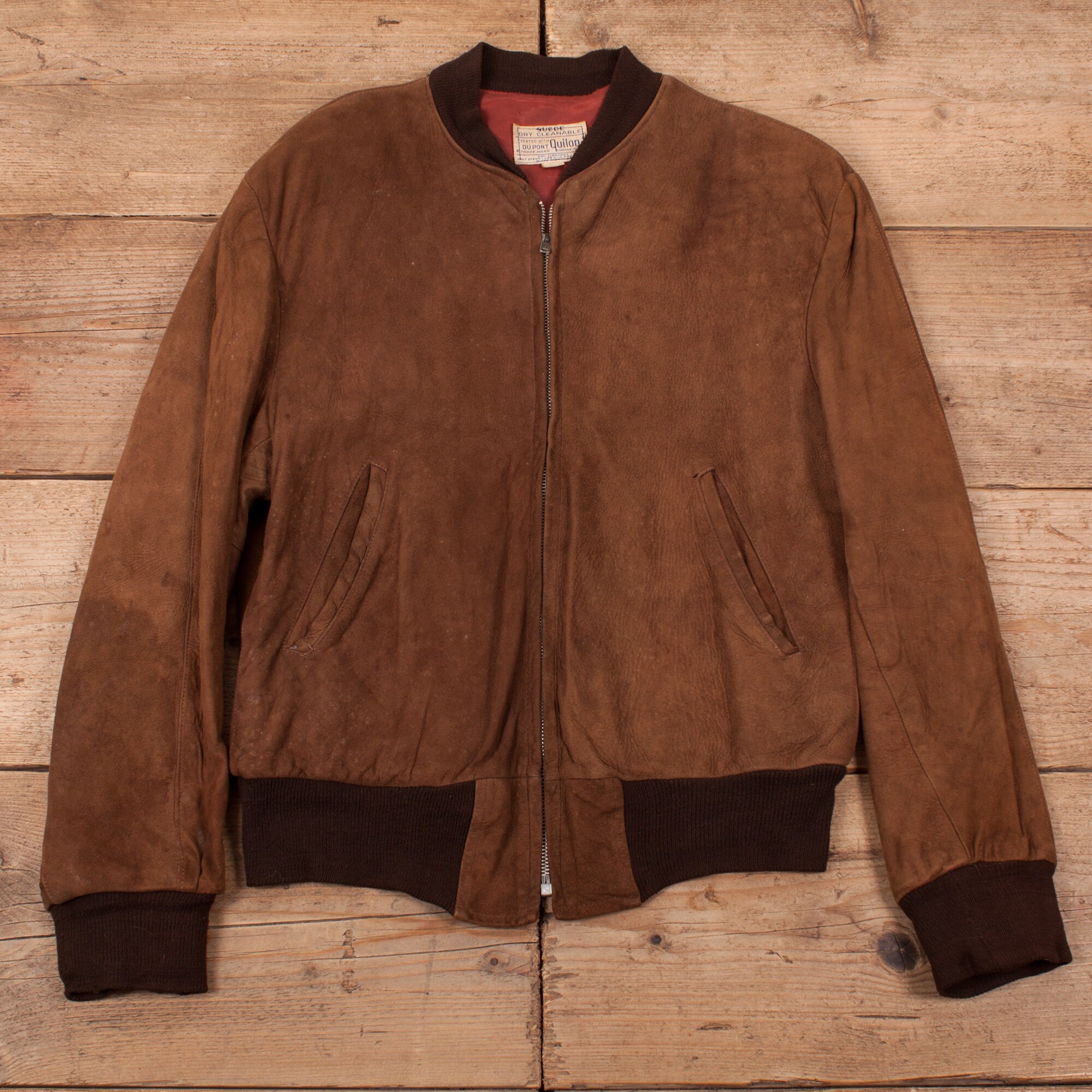 Image of Mens Vintage 70S Dupont Quilon Suede Leather Jacket Large 42" R17451