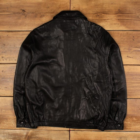 Vintage Nautica Leather Jacket L Car Coat Black - Etsy