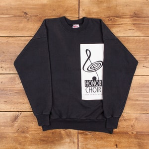 Vintage Hanes Graphic Sweatshirt M Music Black Roundneck Pullover Jumper