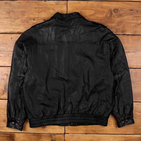 Vintage St John's Bay Leather Jacket L Bomber Black - Etsy
