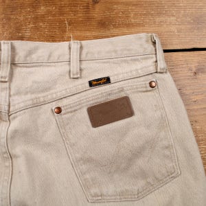 Vintage Wrangler Straight Jeans 38x34 90s Beige Zip Fly Mid Rise Denim Bild 4