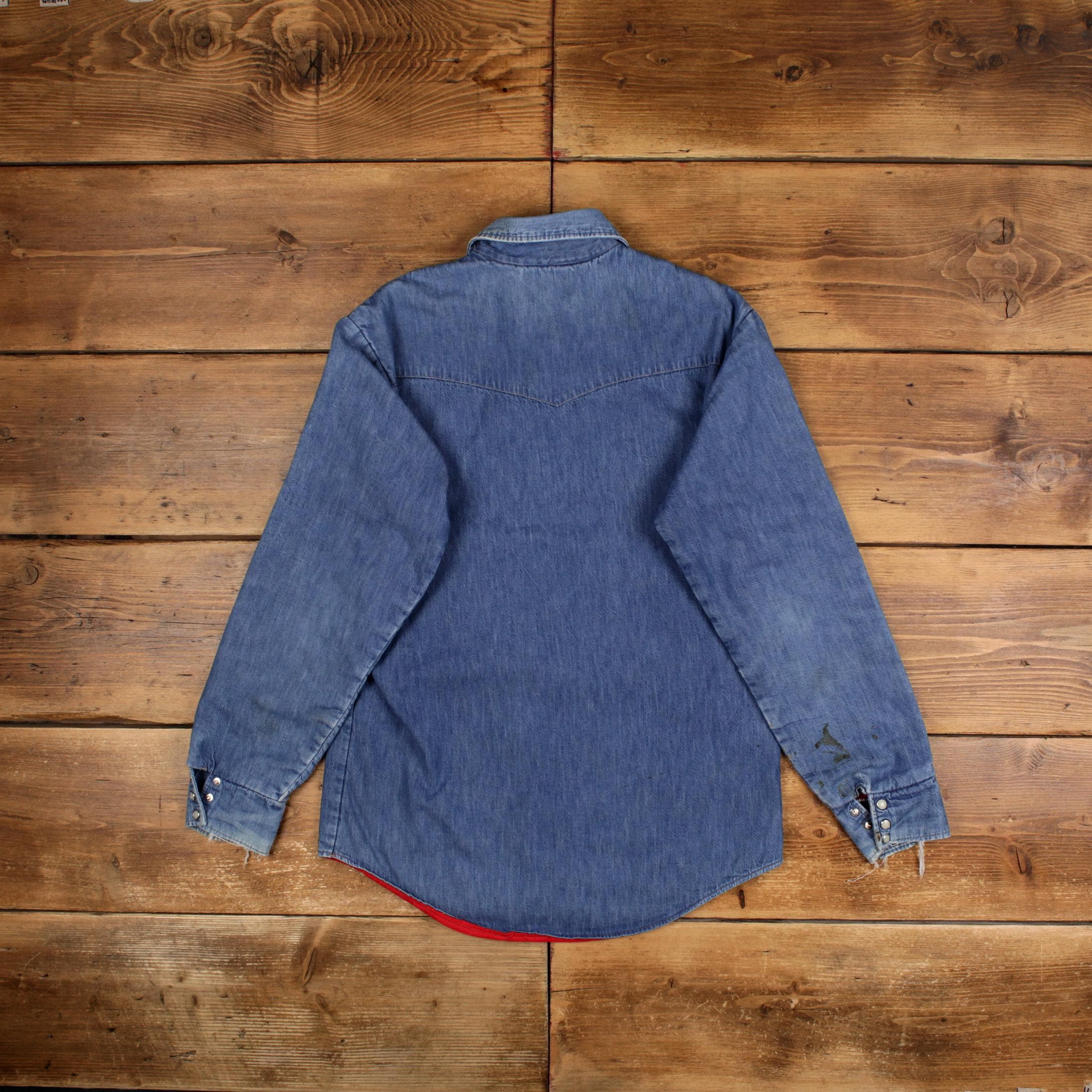 Vintage Jcpenney Denim Shirt Button M 90s Mens Long Sleeve
