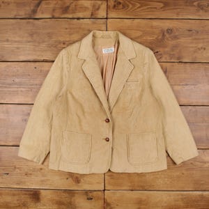 Vintage Extra Editions Blazer Jacket L 90s Corduroy Tan Corduroy Beige Womens