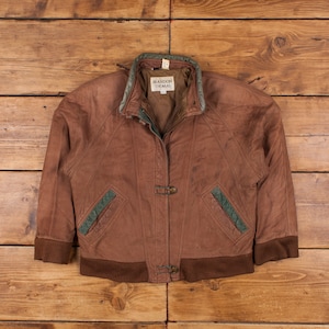 Vintage Brandon Thomas Leather Jacket S Suede  Brown Womens Zip