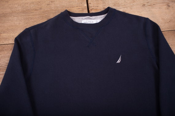 NAUTICA One-Point Logo Sweatshirt, Men's XL cotton navy blue type Vintage Second Hand