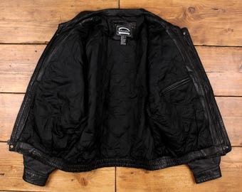 Vintage St John's Bay Leather Jacket XL Bomber Black - Etsy