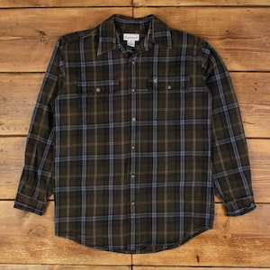 Vintage Carhartt Workwear Shirt Button M Plaid Mens Long Sleeve Green Plaid