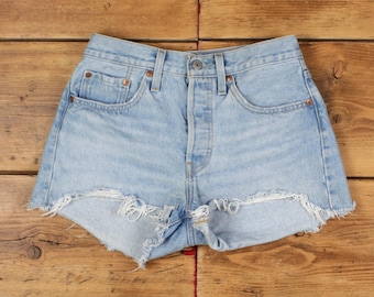 Vintage Levi's Denim Shorts 27 Levis 501 Raw Saum Big E Premium Jorts Damen