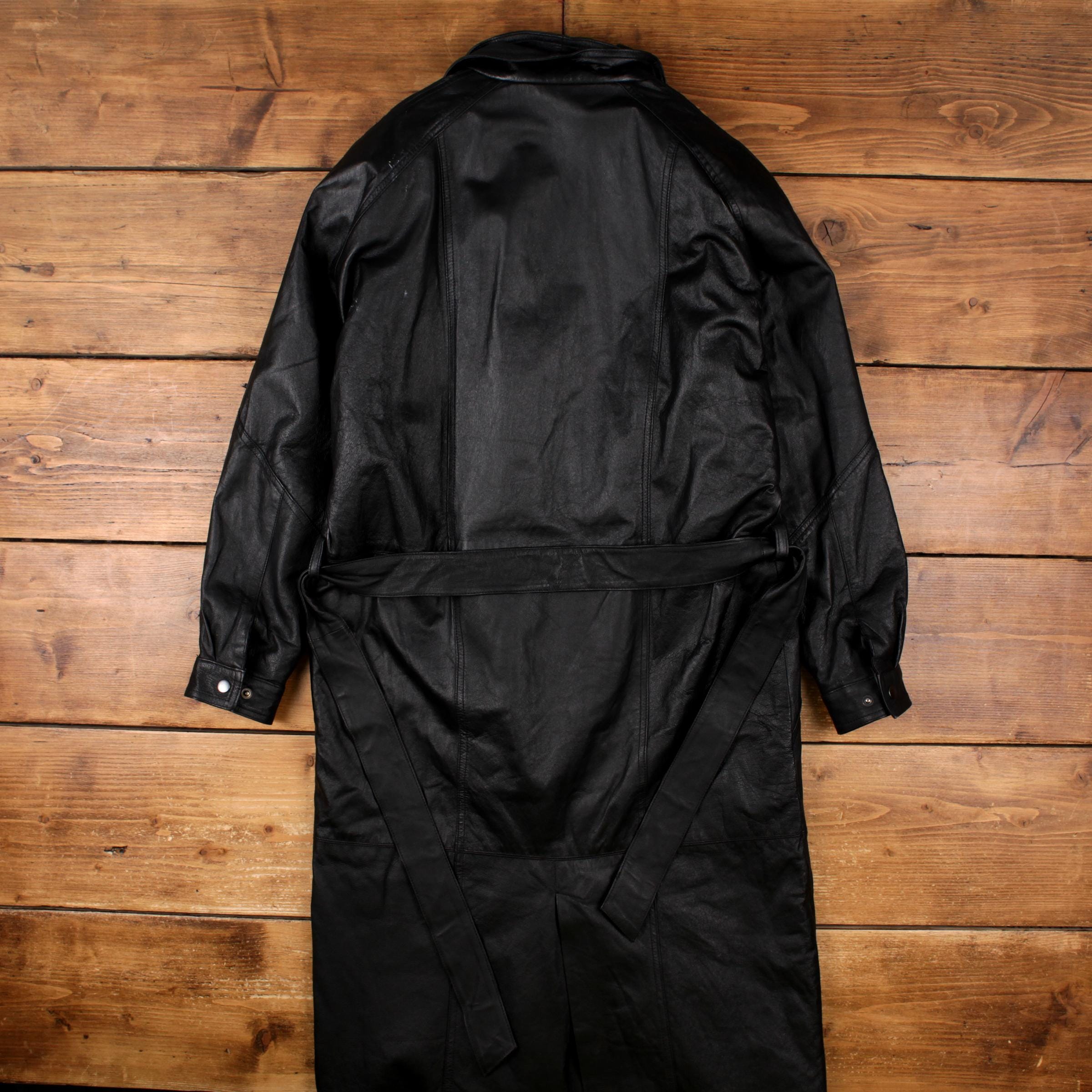 ジャケット・アウター 90s archive Science London mods coat Vintage Saxony Leather Coat M Mens 90s Black Jacket Full Zip