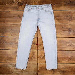 Vintage Levis 505 Jeans 35 x 32 Light Wash Straight Blue Orange Tab Denim
