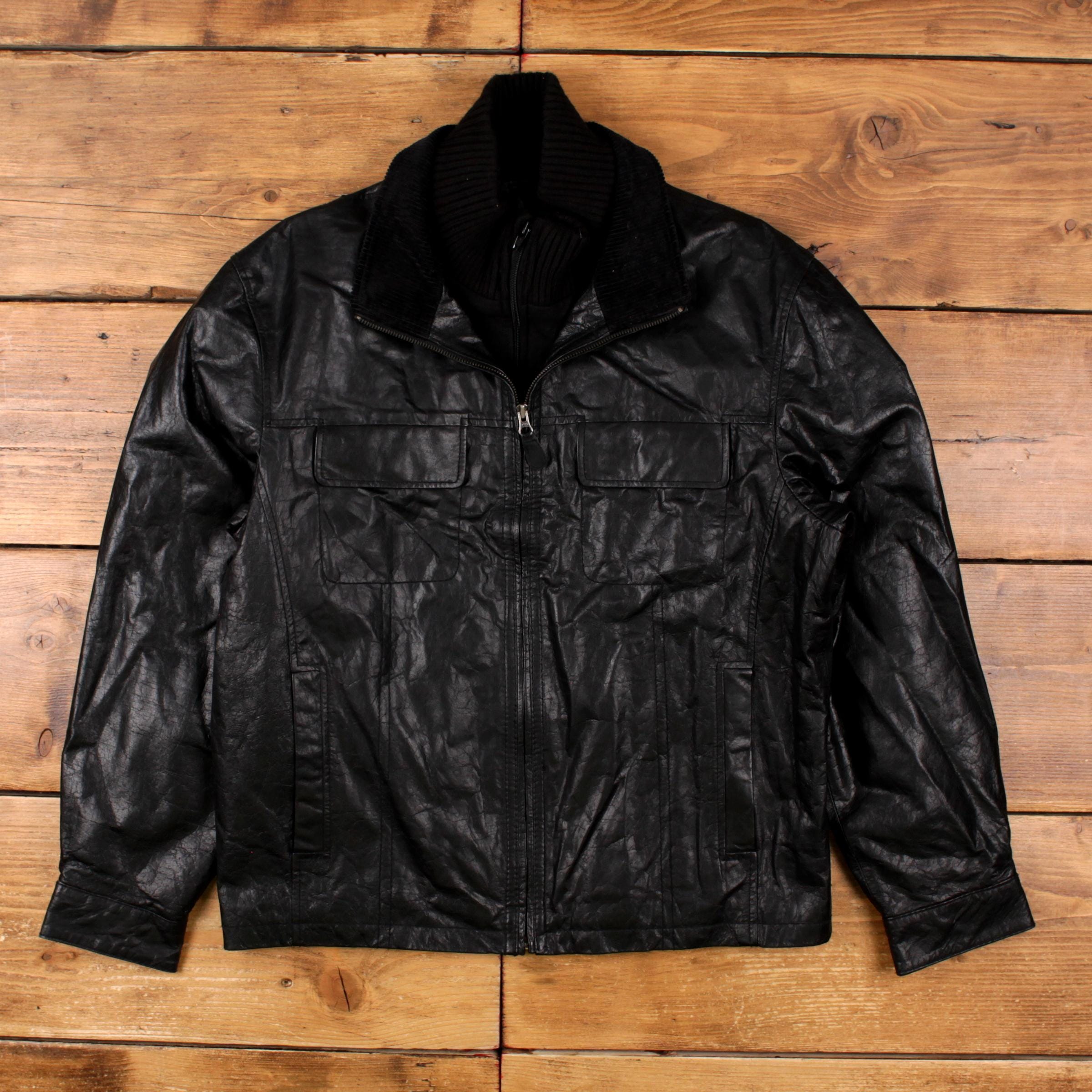 Vintage St Johns Bay Leather Jacket M Mens 90s Black ST. John's