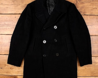 Schott Pea Coat US 740N Black Wool USN Military Style Size 36 - Etsy