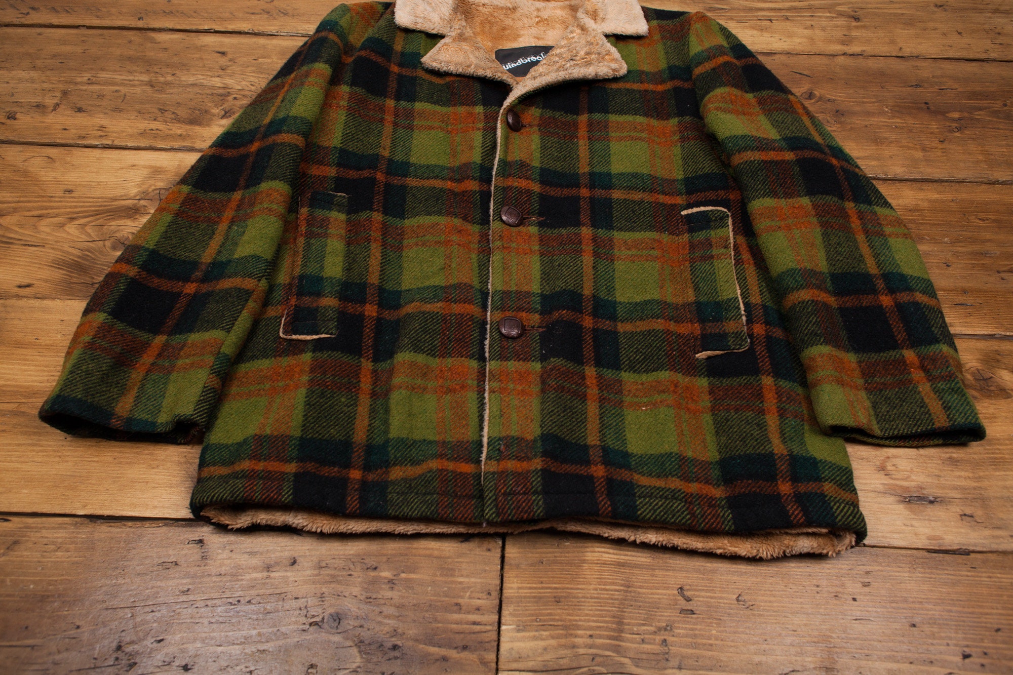 Mens Vintage 70s Sackville Windbreaker Sherpa Lined Plaid