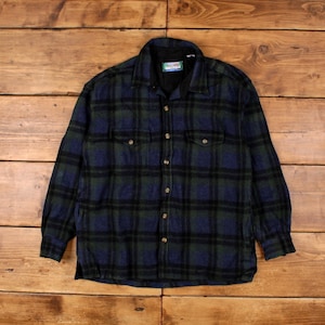 Vintage Northeast Terrain Check Shirt Button L 90s Mens Long Sleeve Blue Check