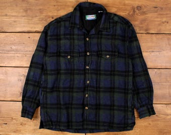 Vintage Orvis Flannel Shirt Button L Mens Long Sleeve Blue Check